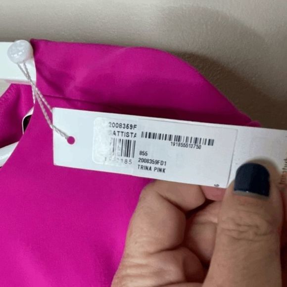 Trina Turk Hot Pink Long Sleeve Shift‎ Dress - Picture 3 of 7